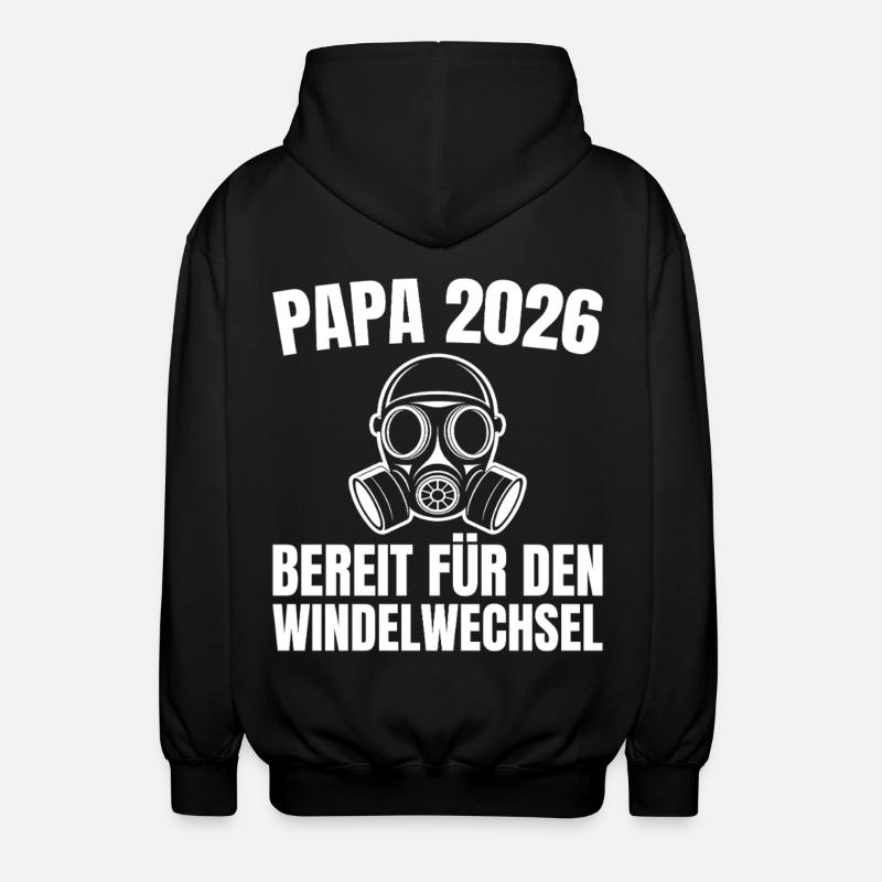 Masque à gaz Papa 2026 prêt pour le changement de couche - Veste à capuche unisexe - noir