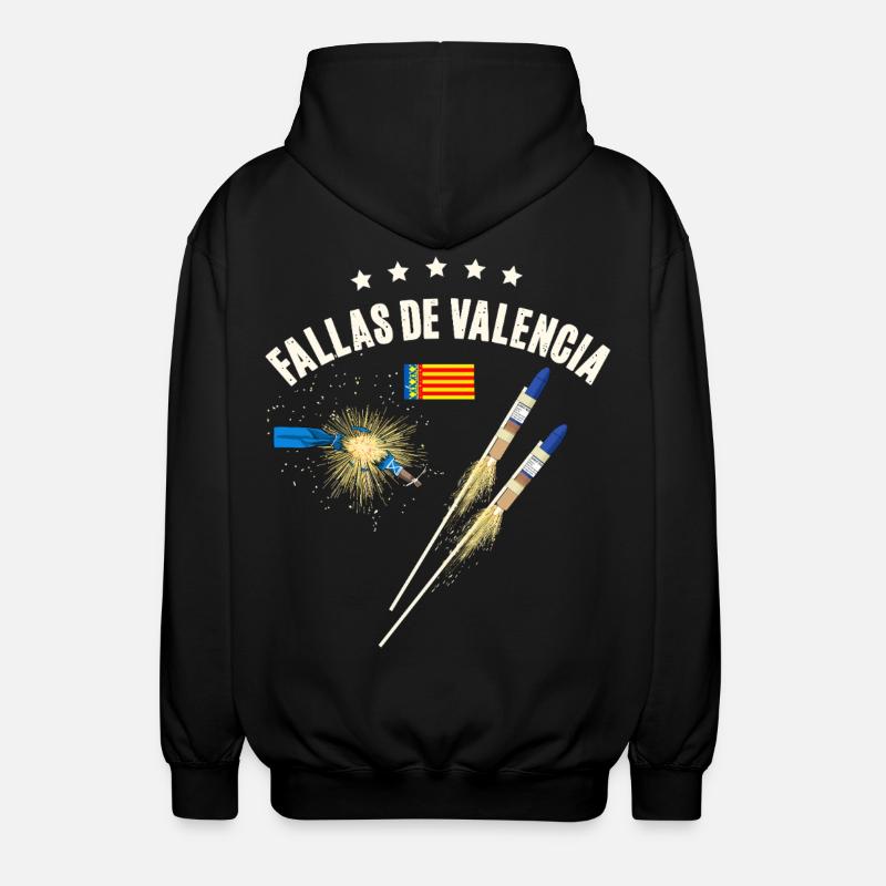 Fallas De Valencia Fireworks - Unisex Hooded Jacket - black