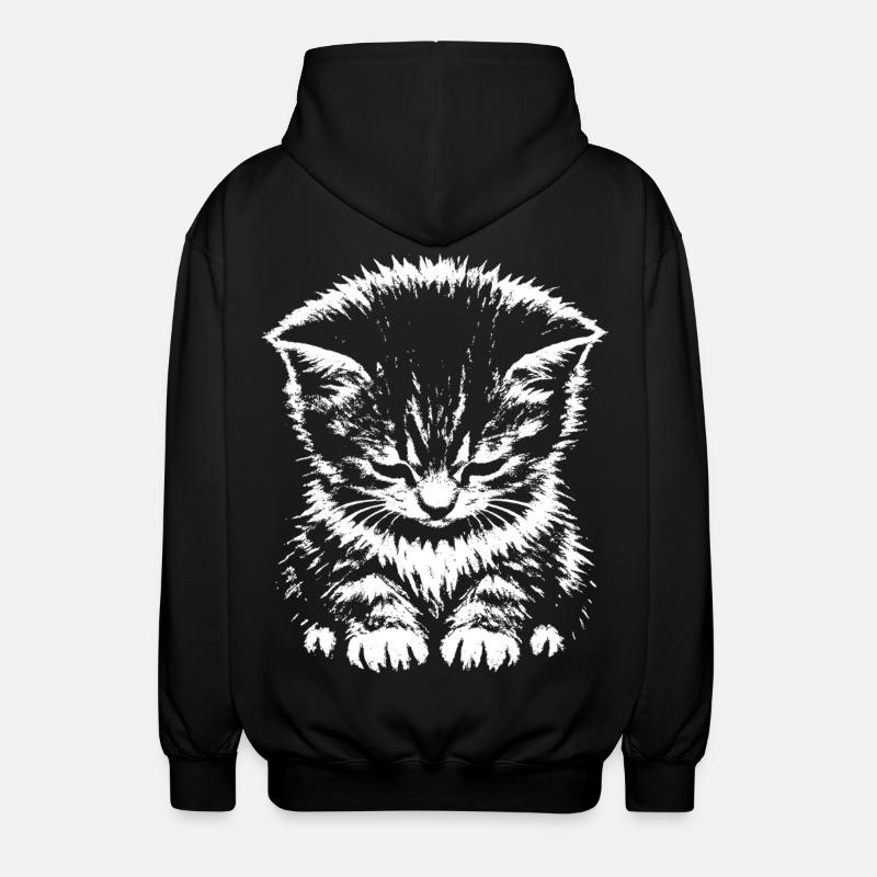 Traurige Katze Meme Geschenk - Unisex Kapuzenjacke - Schwarz