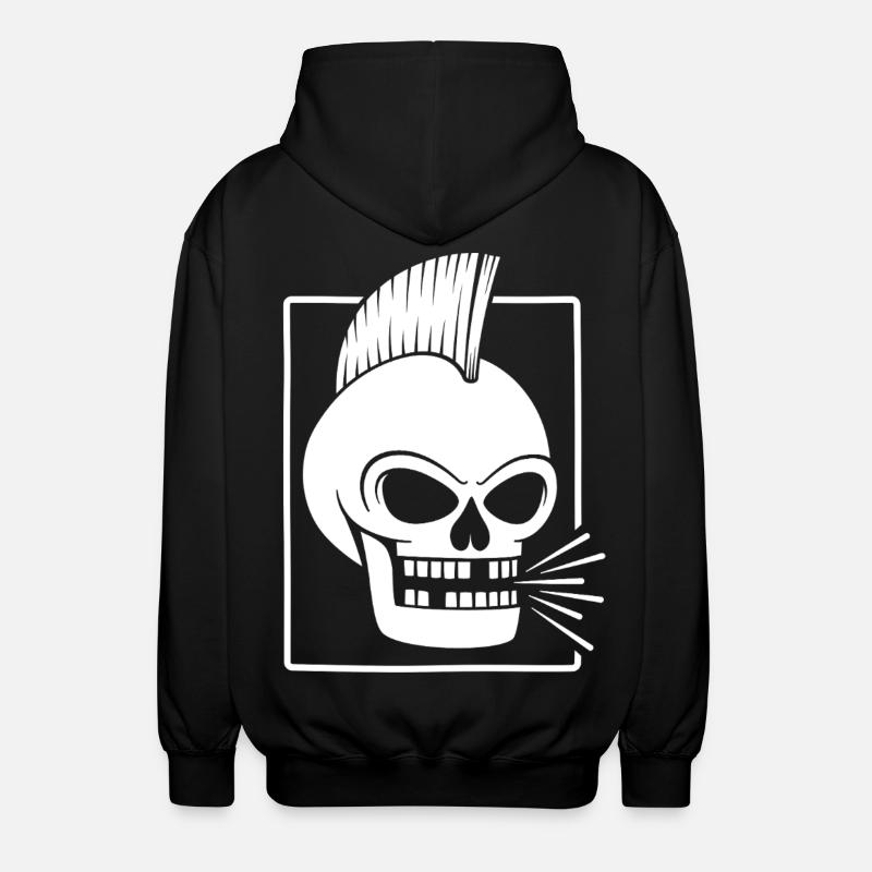 Punk Rock Skull With Mohawk - Unisex Hooded Jacket - black