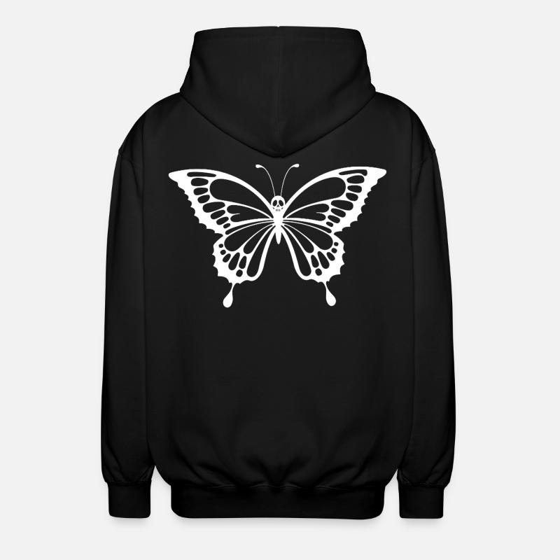 Crâne et papillon blanc - Veste à capuche unisexe - noir