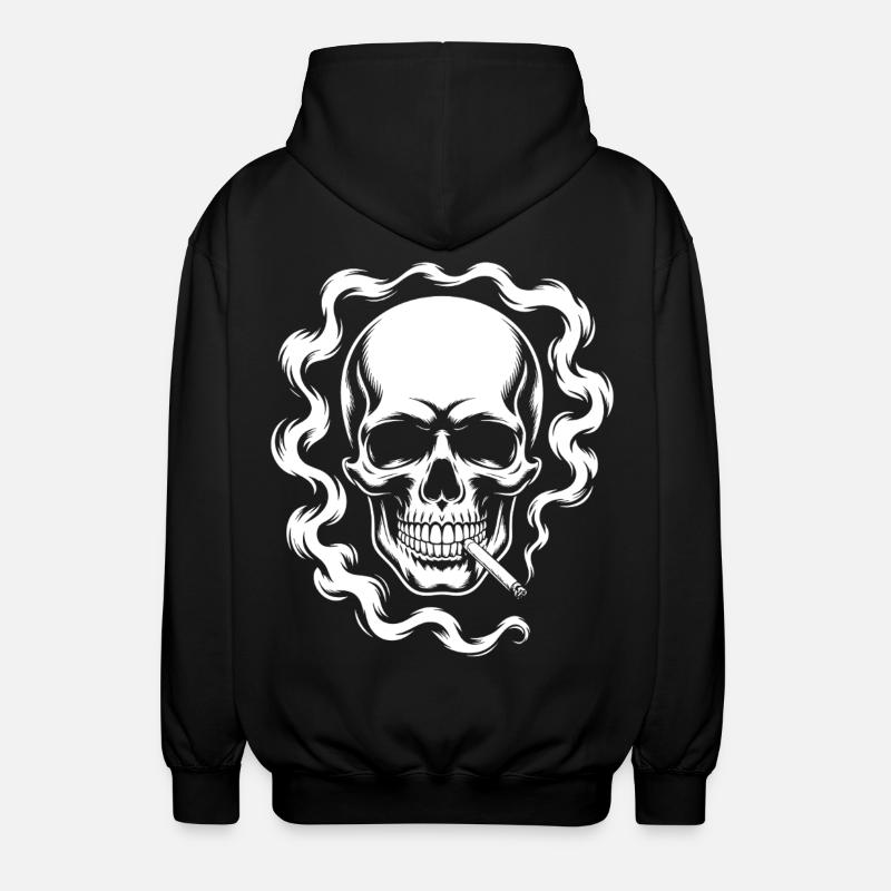 Smoking Skull Design - Unisex Hooded Jacket - black