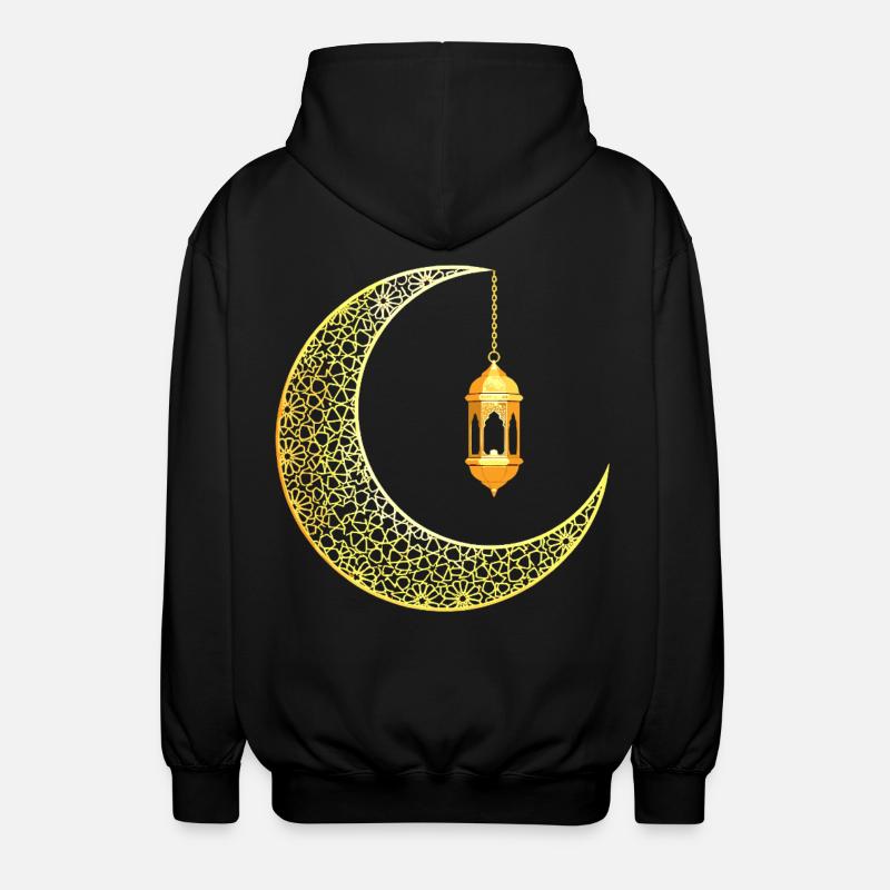 Ramadan Crescent Moon Eid Mubarak - Unisex Hooded Jacket - black