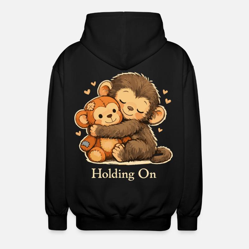 Anxious Monkey Emotional Support - Unisex Hooded Jacket - black
