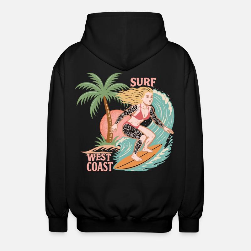 Surf sulla costa occidentale - Felpa unisex con cappuccio - nero