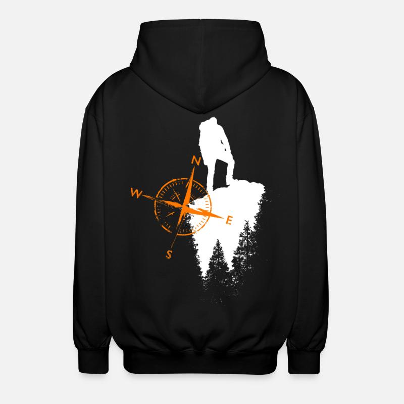 Wanderer Motiv mit einem Kompa - Unisex Kapuzenjacke - Schwarz