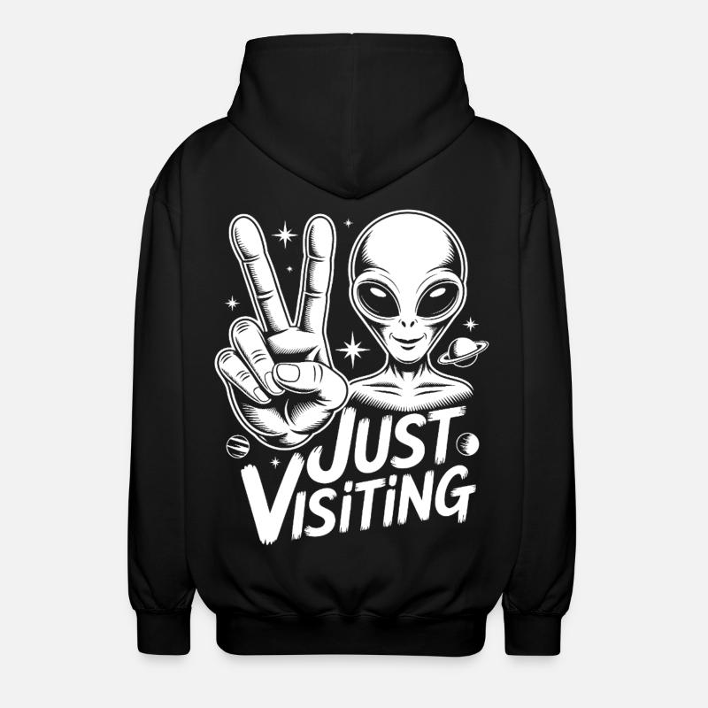 Alien Peace Visitor - Unisex Kapuzenjacke - Schwarz