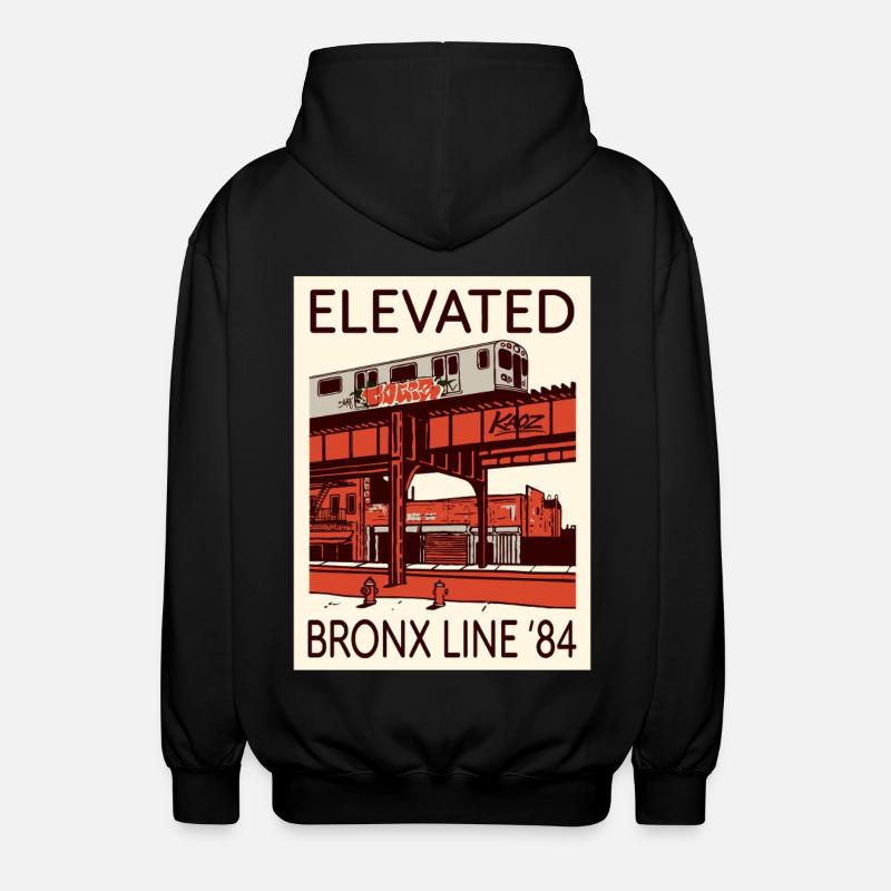 Elevated Bronx Line 84 Graphic - Unisex Hooded Jacket - black