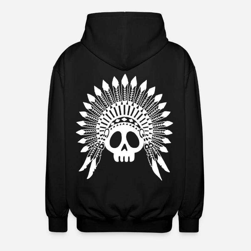 Crâne de chef indien (blanc) - Veste à capuche unisexe - noir