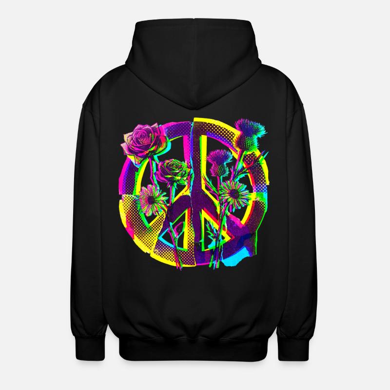 Peace Flowers Peace Demo - Unisex Hooded Jacket - black