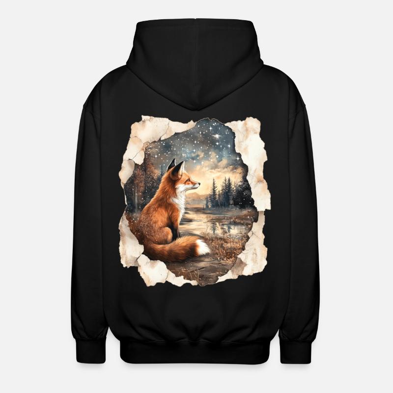 Fox Stjerner - Unisex hættejakke. - sort
