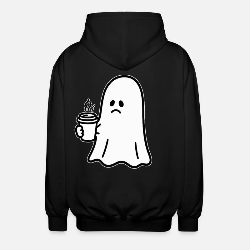Geist Kaffee Halloween Süßes oder Saures - Unisex Kapuzenjacke - Schwarz