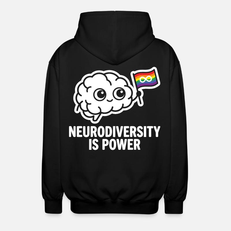 NEURODIVERSITY IS POWER Brain - Unisex Hooded Jacket - black