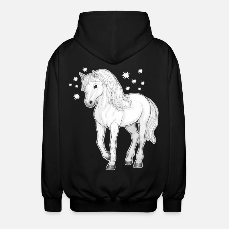 Pferd mit Sternen - Unisex Kapuzenjacke - Schwarz