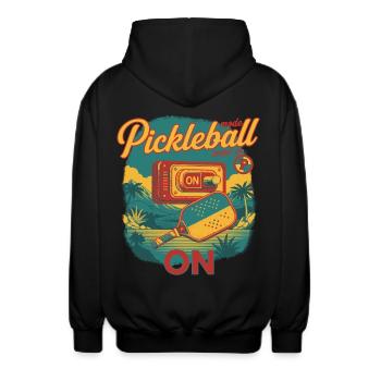Pickleball-Modus bei Funny Player Love Pickleball - Unisex Kapuzenjacke - Schwarz - Hinten - AI Model Male 185 light (185cm)