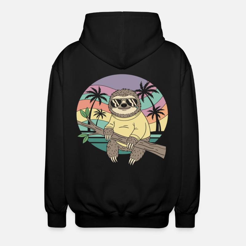 Palme estive retrò Cool Sloth - Felpa unisex con cappuccio - nero