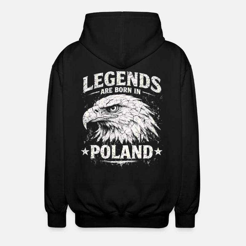 Poland Legend: White Eagle – Pride & Tradition - Unisex Hooded Jacket - black