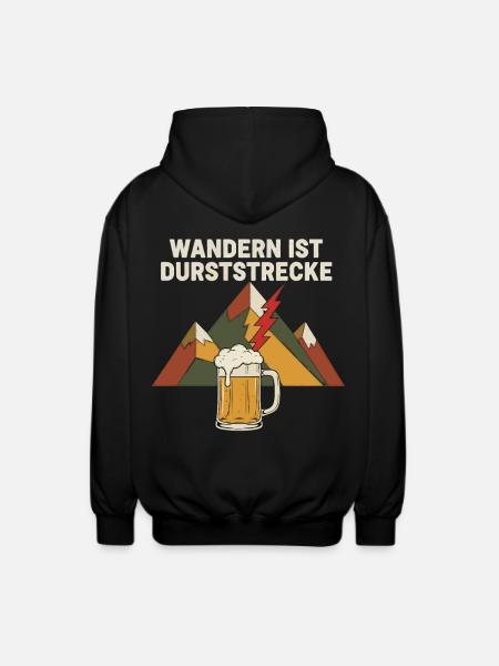 Wandern ist Durststrecke Bier Berge - Unisex Kapuzenjacke - Schwarz