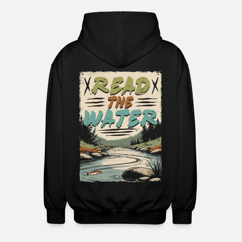 Fluefiske, fluefisker, Read The Water - Unisex-hettejakke - svart