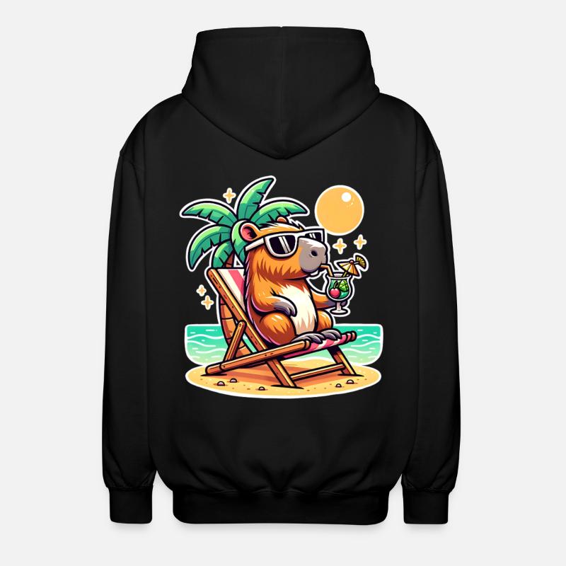 Capybara Urlaub - Unisex Kapuzenjacke - Schwarz