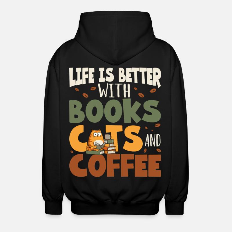Lecture des livres Chats - Veste à capuche unisexe - noir