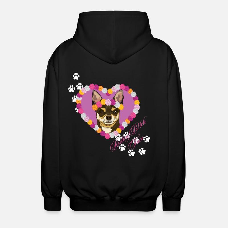 Ruhender Chihuahua mit dem Gesicht - Unisex Kapuzenjacke - Schwarz