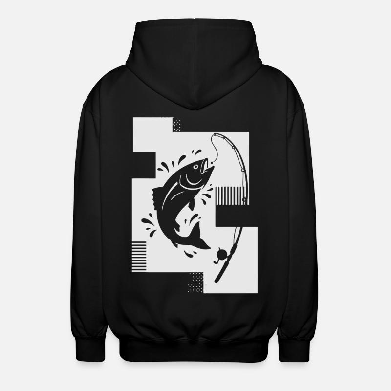 Canne à pêche au poisson - Veste à capuche unisexe - noir