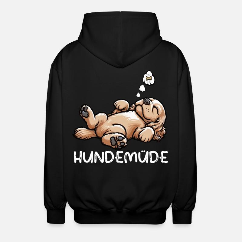 Hundemüde Cocker Spaniel Cockerhund Cockerbesitzer - Unisex Kapuzenjacke - Schwarz
