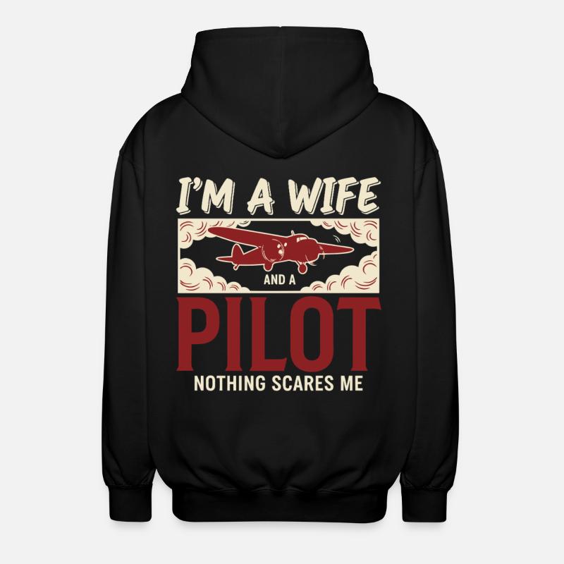 Pilot Wife Pilot - Unisex Hooded Jacket - black
