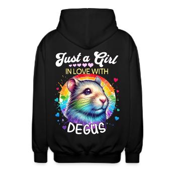 Degu Mädchen Degu - Unisex Kapuzenjacke - Schwarz - Hinten - AI Model Male 185 light (185cm)