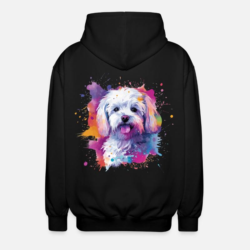 Maltesische bunte Hunde-Splash-Kunst - Unisex Kapuzenjacke - Schwarz
