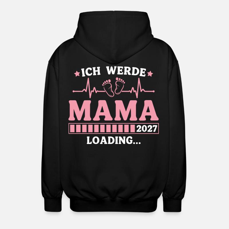Ich werde Mama 2027 – Werdende Mutter - Unisex Kapuzenjacke - Schwarz