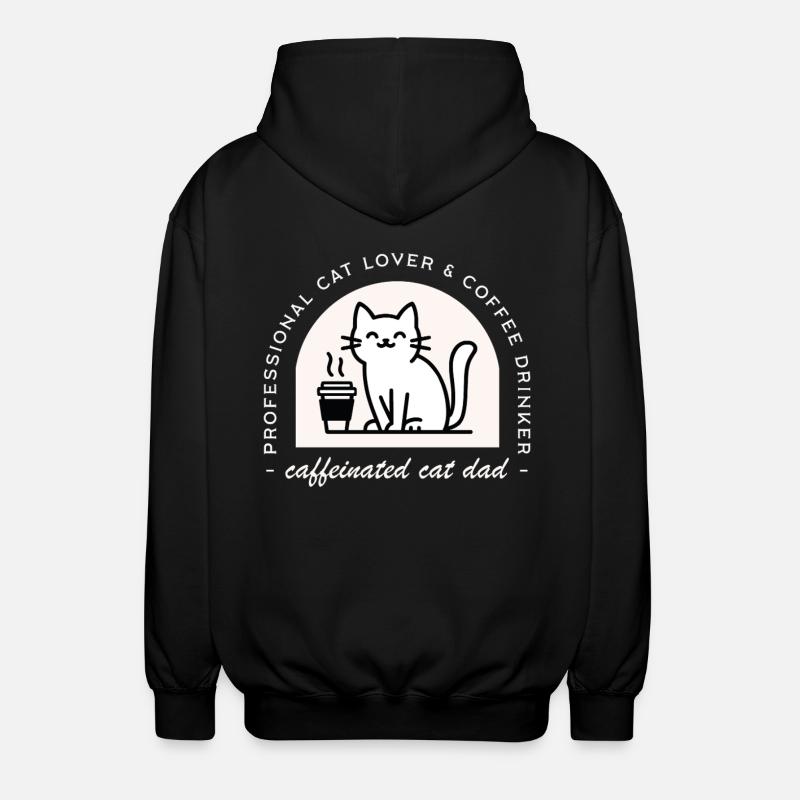 Cat dad funny coffee lover - Unisex Hooded Jacket - black