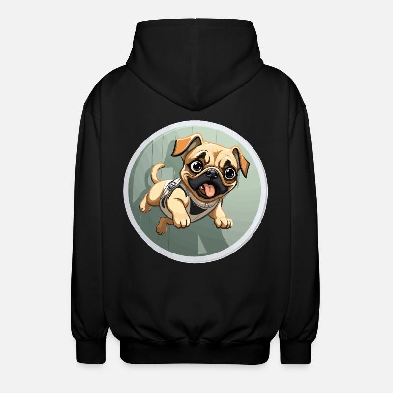 Squeaking Pug Sprinter - Unisex Hooded Jacket - black
