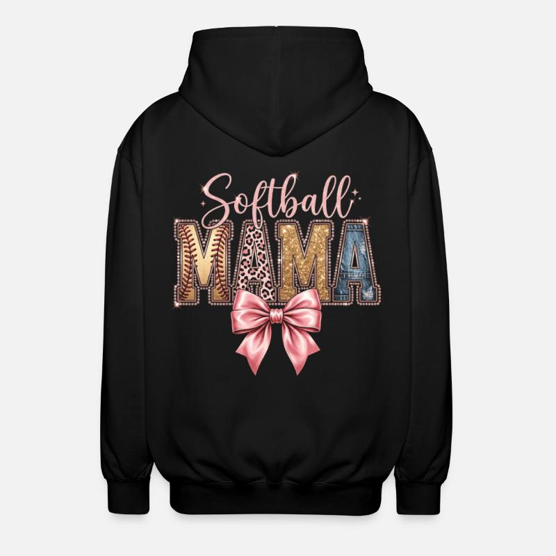 Softball Mama Coquette Léopard Bow - Veste à capuche unisexe - noir