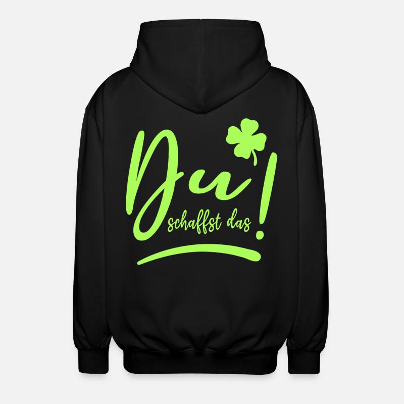 Du schaffst das! Glücksbringer Mutmacher neon - Unisex Kapuzenjacke - Schwarz