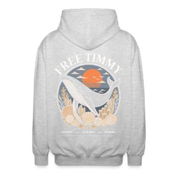 Déclaration de baleines à bosse Timmy Hope Produits dérivés - Veste à capuche unisexe - gris clair chiné - Dos - AI Model Male 185 light (185cm)