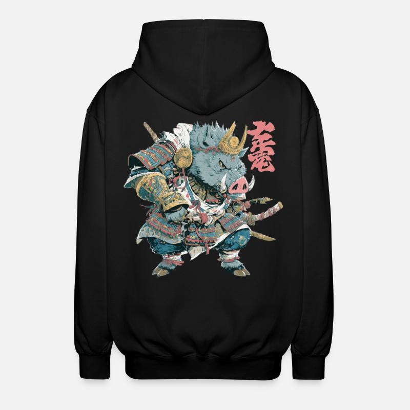Boar Samurai Armor - Unisex Hooded Jacket - black