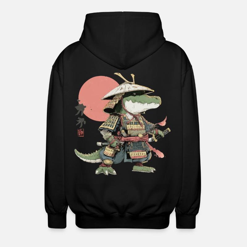 Samurai Alligator in Armor - Unisex Hooded Jacket - black