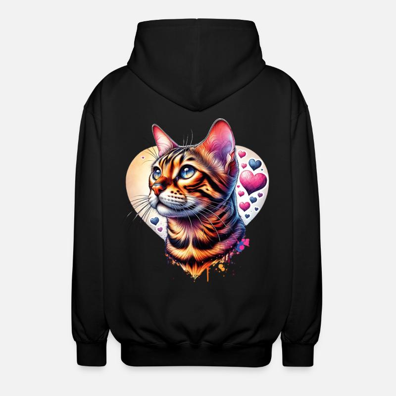 Chat léopard - Veste à capuche unisexe - noir