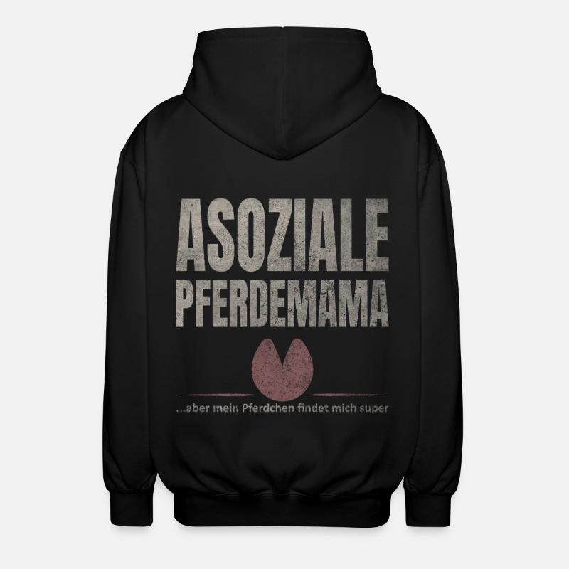Asoziale Pferdemama Pferdchen - Unisex Kapuzenjacke - Schwarz
