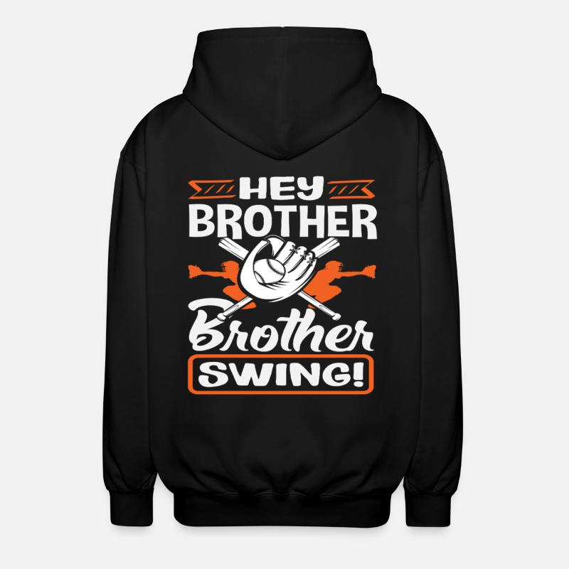 Hey Bruder Swing Baseball Spruch - Unisex Kapuzenjacke - Schwarz