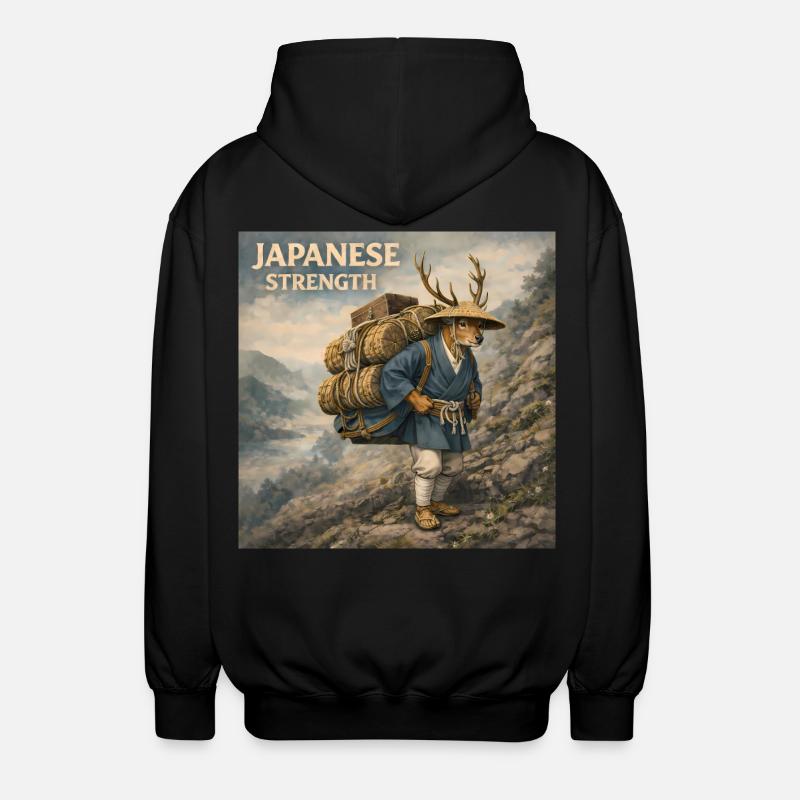 Conception japonaise de Shika Bokka - Veste à capuche unisexe - noir