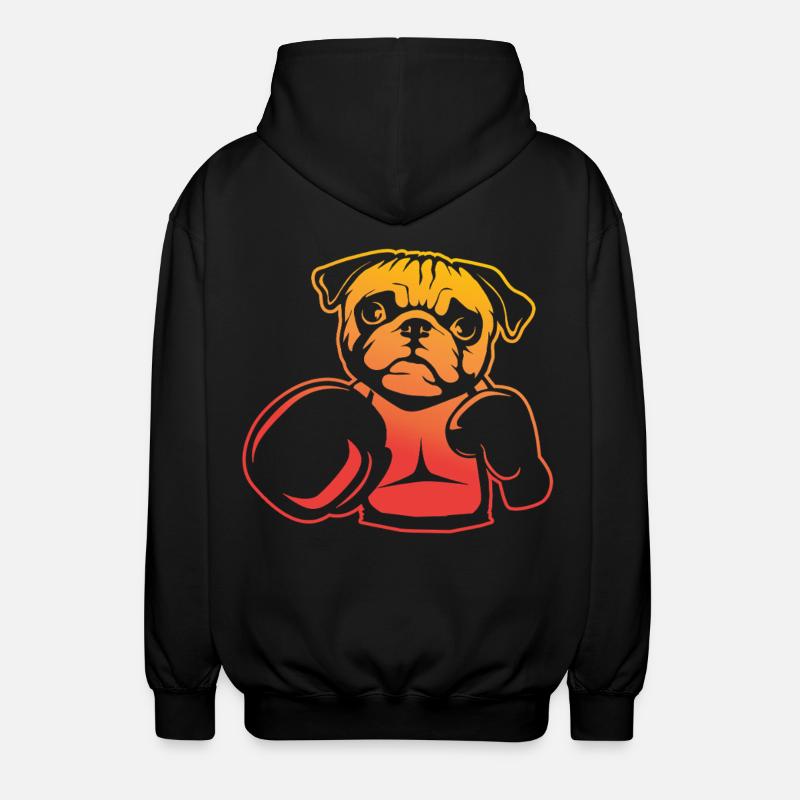 Boxing Pug – Pug Boxer Fun - Unisex Hooded Jacket - black