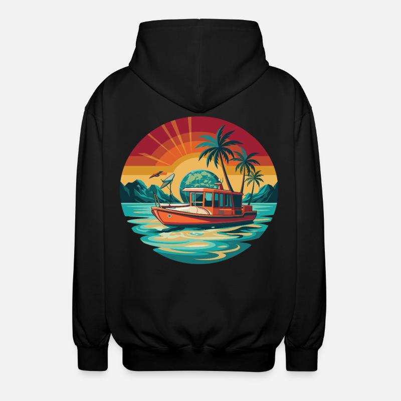 Retro Boat Sunset Tropics - Veste à capuche unisexe - noir