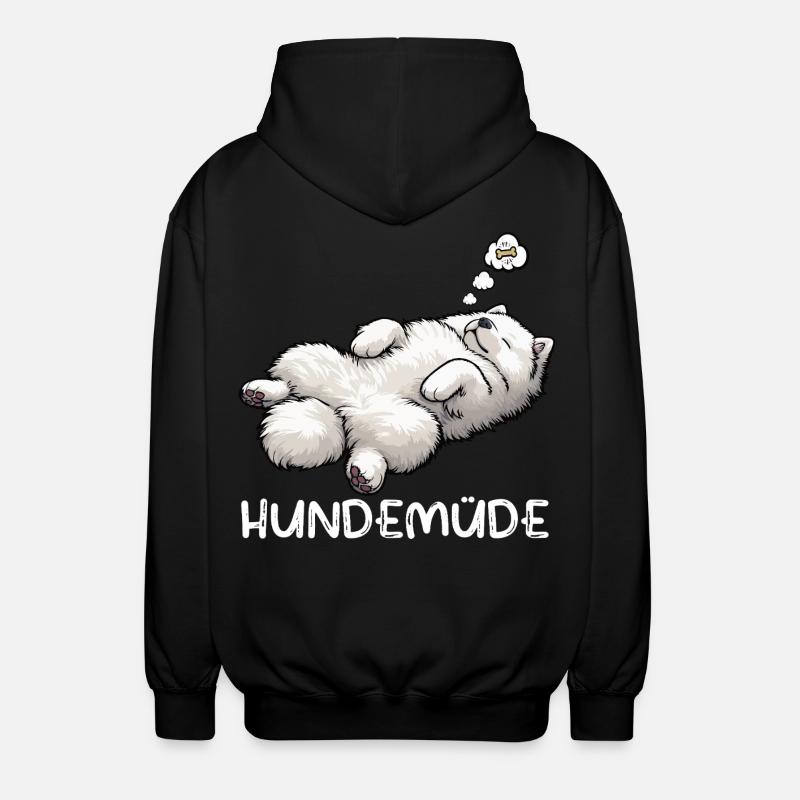 Hundemüde Samojede Samojedenbesitzer Samojedenhund - Unisex Kapuzenjacke - Schwarz