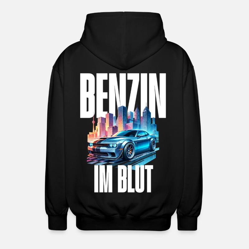Benzin im Blut Neon - Unisex Kapuzenjacke - Schwarz