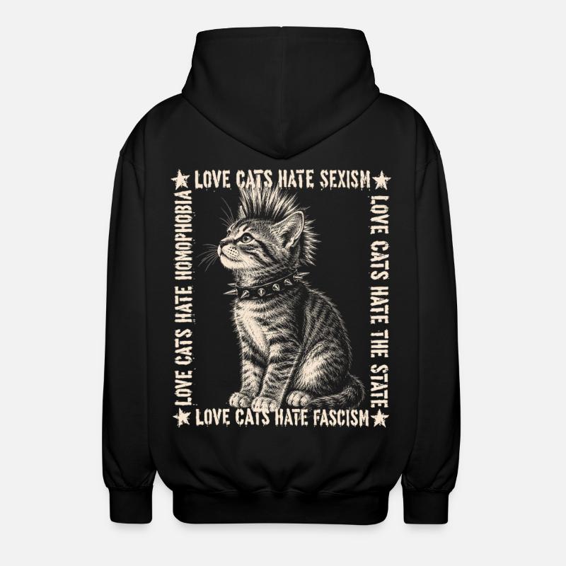 Punk Cat Love Cats Haut Statement - Veste à capuche unisexe - noir