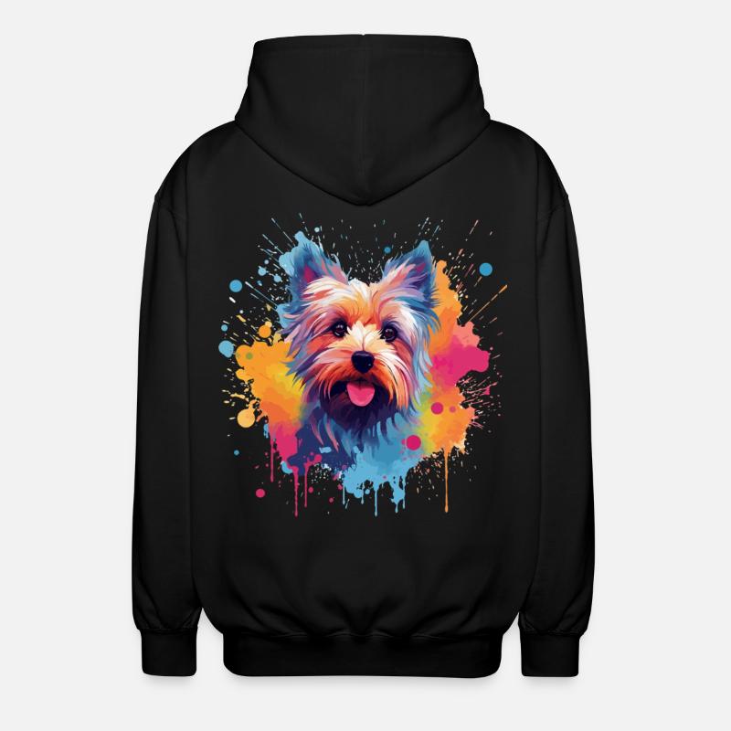 Yorkshire Terrier Bunte Hunde-Splash-Art - Unisex Kapuzenjacke - Schwarz