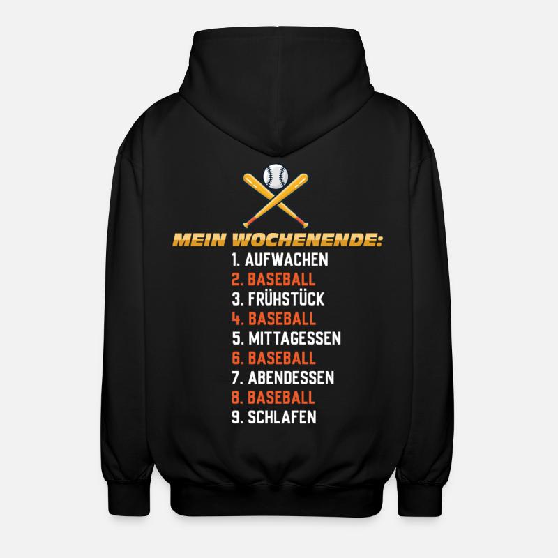Baseball Wochenende – Mein Plan - Unisex Kapuzenjacke - Schwarz